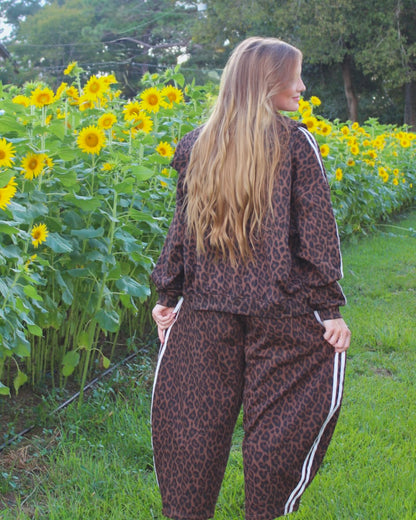 Unisex Leopard Barrel Leg Sweatpants