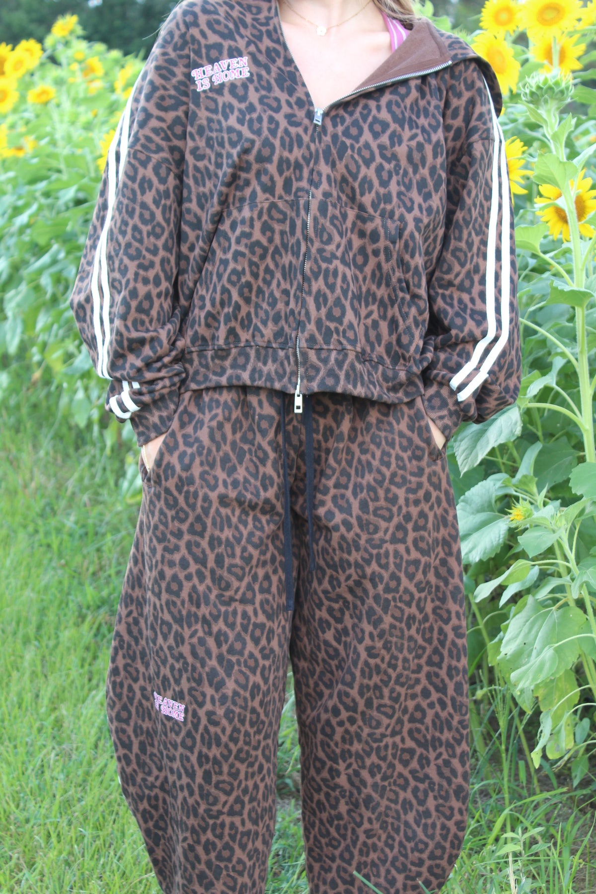 Unisex Leopard Barrel Leg Sweatpants