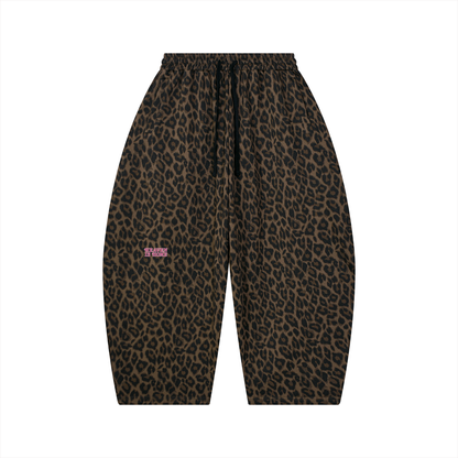 Unisex Leopard Barrel Leg Sweatpants