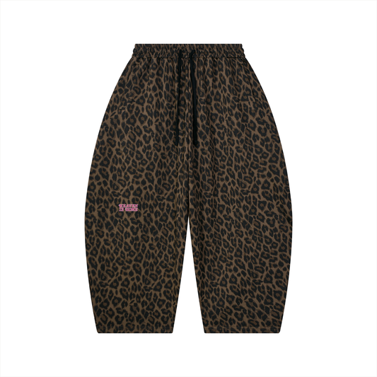 Unisex Leopard Barrel Leg Sweatpants